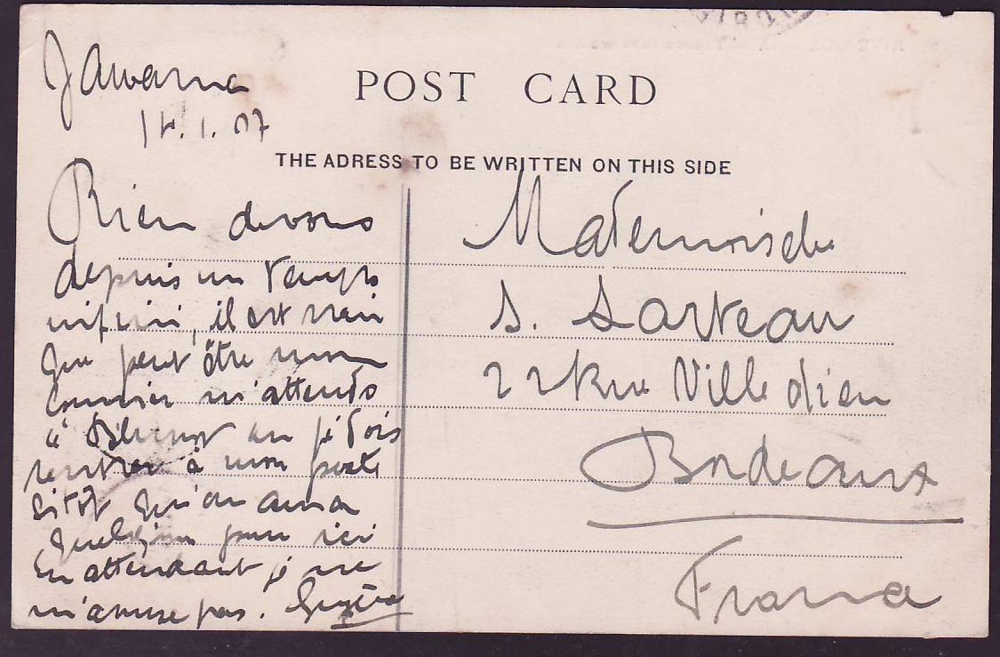 Gambia Gambie Postcard 1d EVII value picture Toucouleurs women  to Bordeaux  France — Rückseite