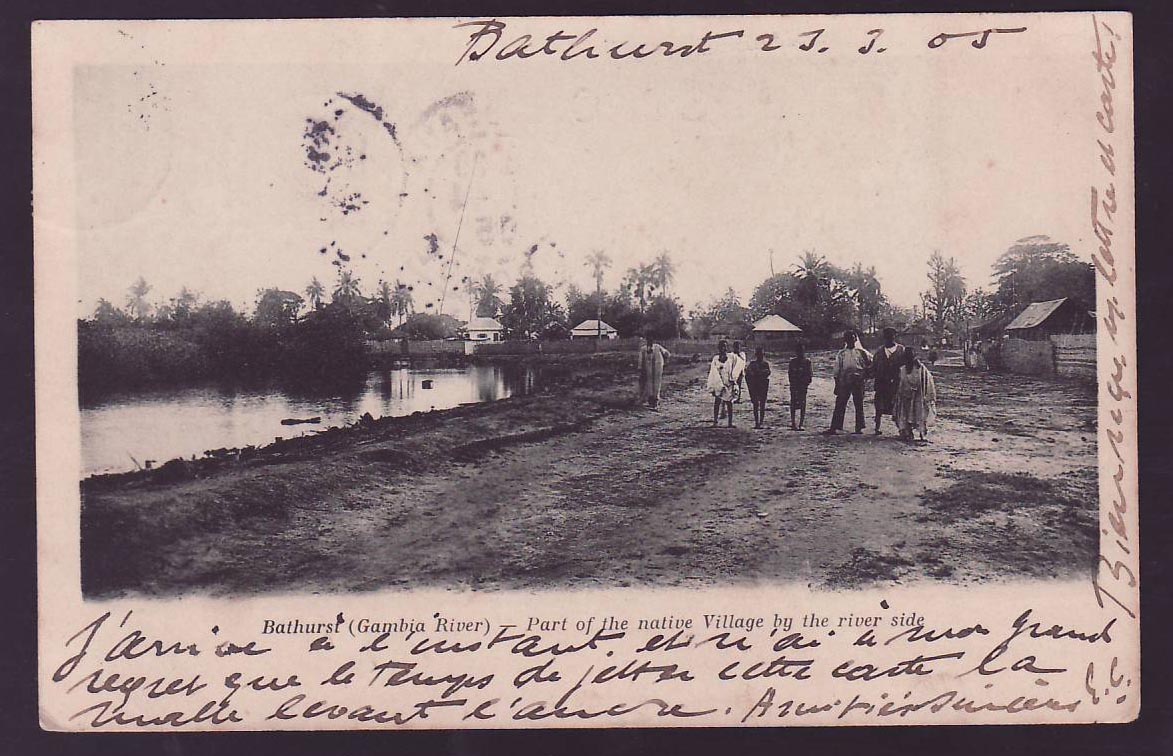 Gambia Gambie Postcard 1d EVII value picture Loading the ground nuts  to Southampton  England — Rückseite
