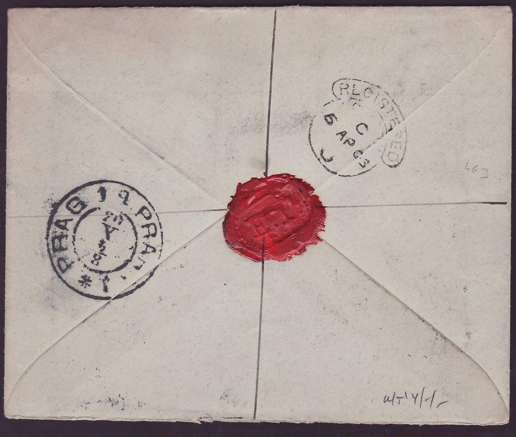 Gambia Gambie EVI 1/2d + 2d + 3d issued canc MAR 05 for Prague  Austria — Back