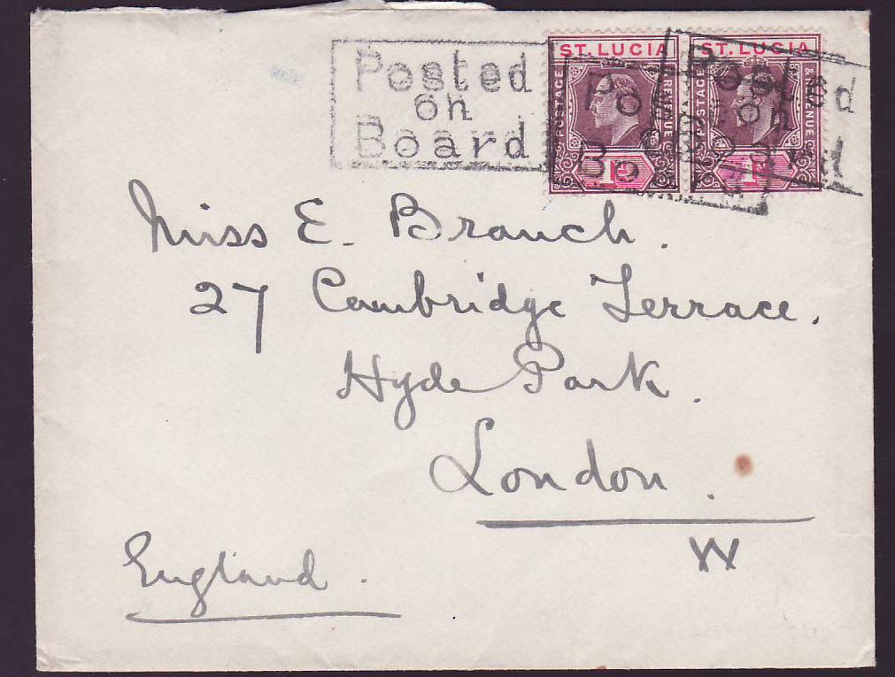 Posted on Board handtsamp for London  England  Paquebot  Unusual on cover