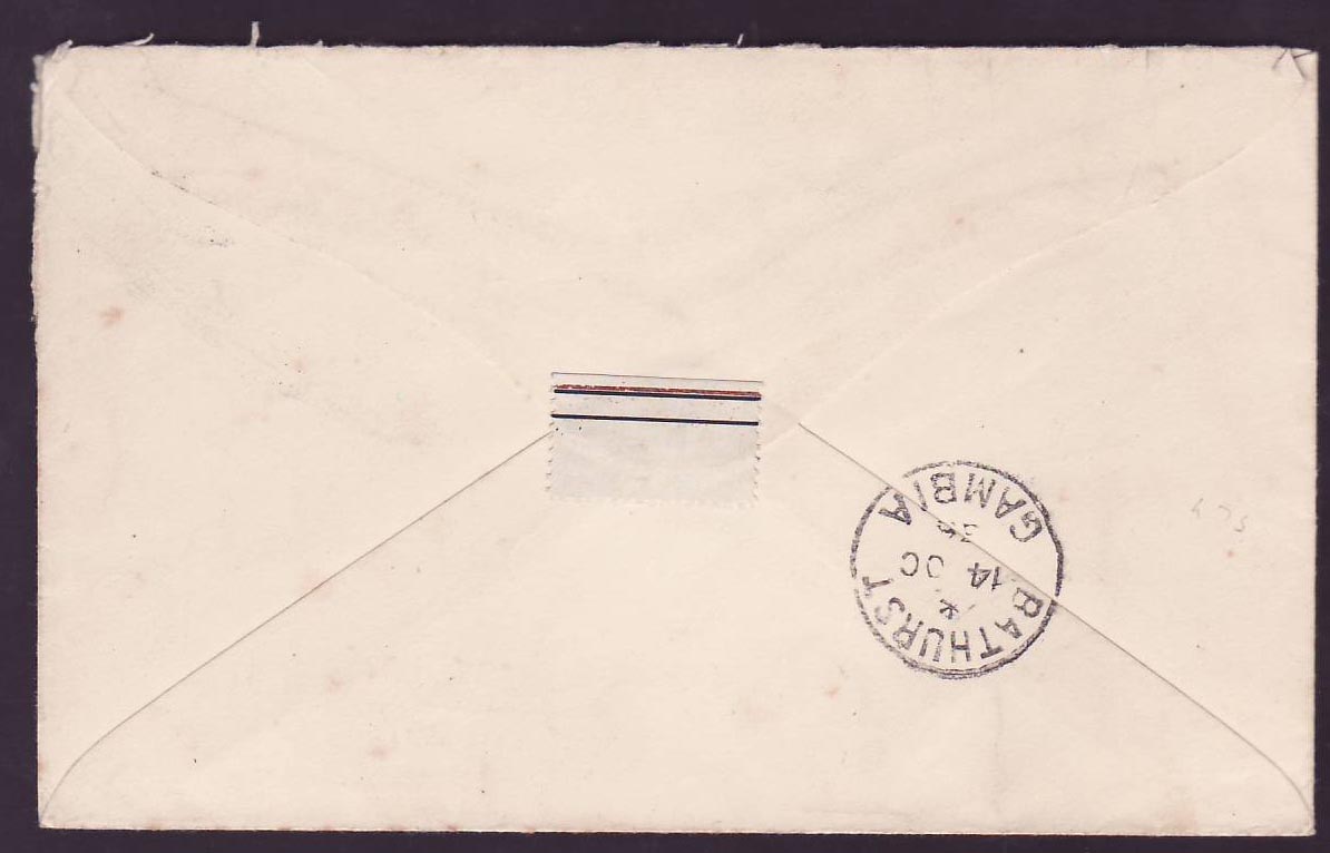 Gambia Gambie 1d + 1/2d Elephant values canc TPO #2 OC 36 for Birmingham  England — Rückseite