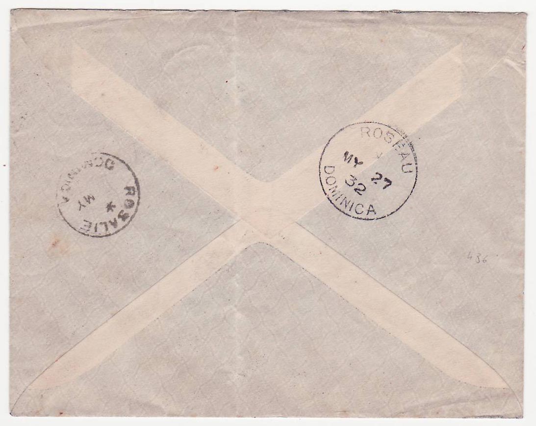 Dominica Cover with Rare Castle Bruce MY 32 cds  to Castleton  Rochdale  England — Rückseite