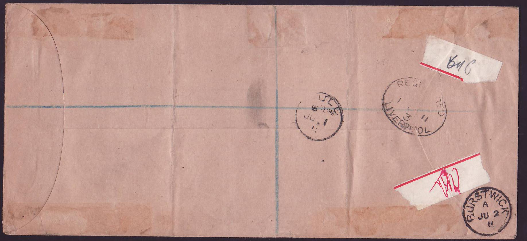 Gambia Gambie EVII values for England  dated 1911  Unusual — Rückseite