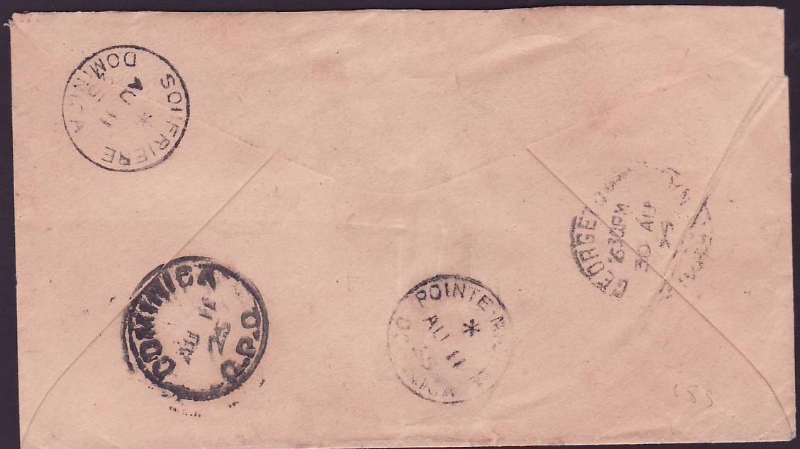 Dominica Uncommon village use to Domerara  British Guiana from Grand Bay  Aug 11 1925 — Rückseite