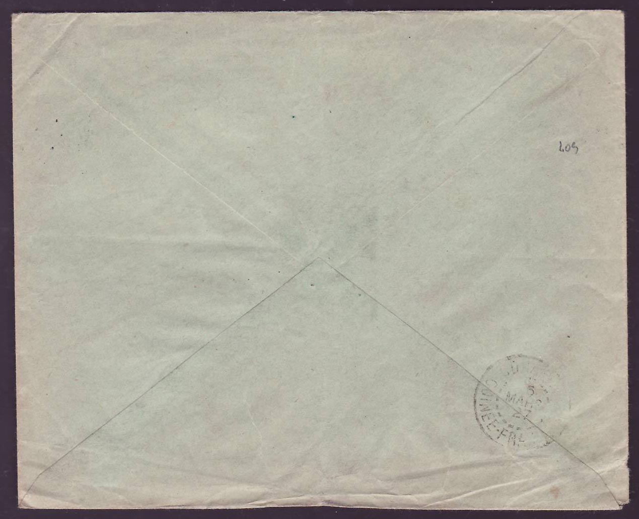 Guinee Lettre 50c Gue de Kitim seul cad ondulé pour Paris  France — Rückseite