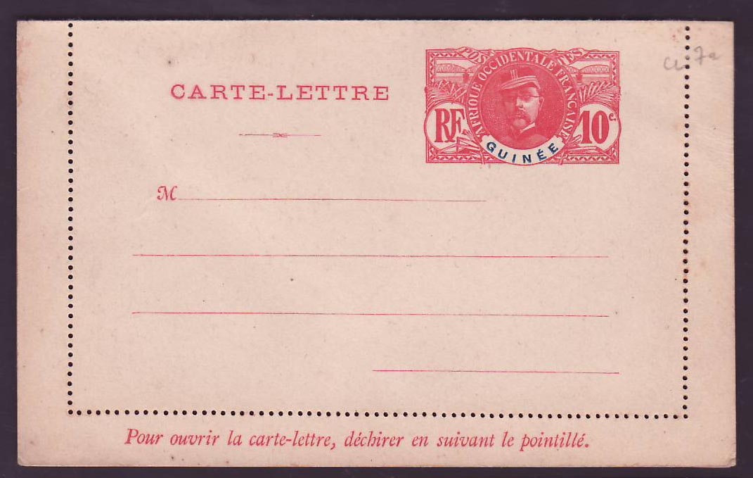 Guinee Entier Postal Type Groupe 10c  Gouverneur Ballay Neuf