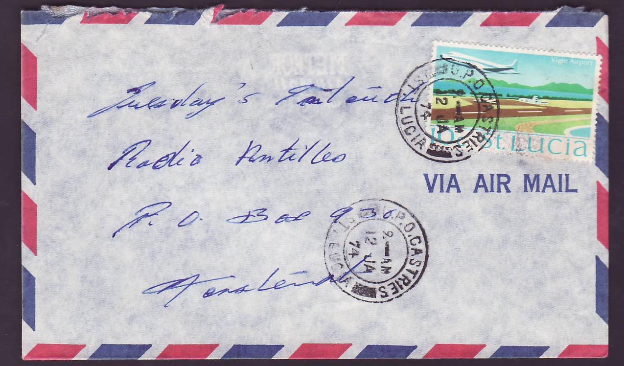 St Lucia Lucie Cover with GPO Castries cds to Montserrat 1974