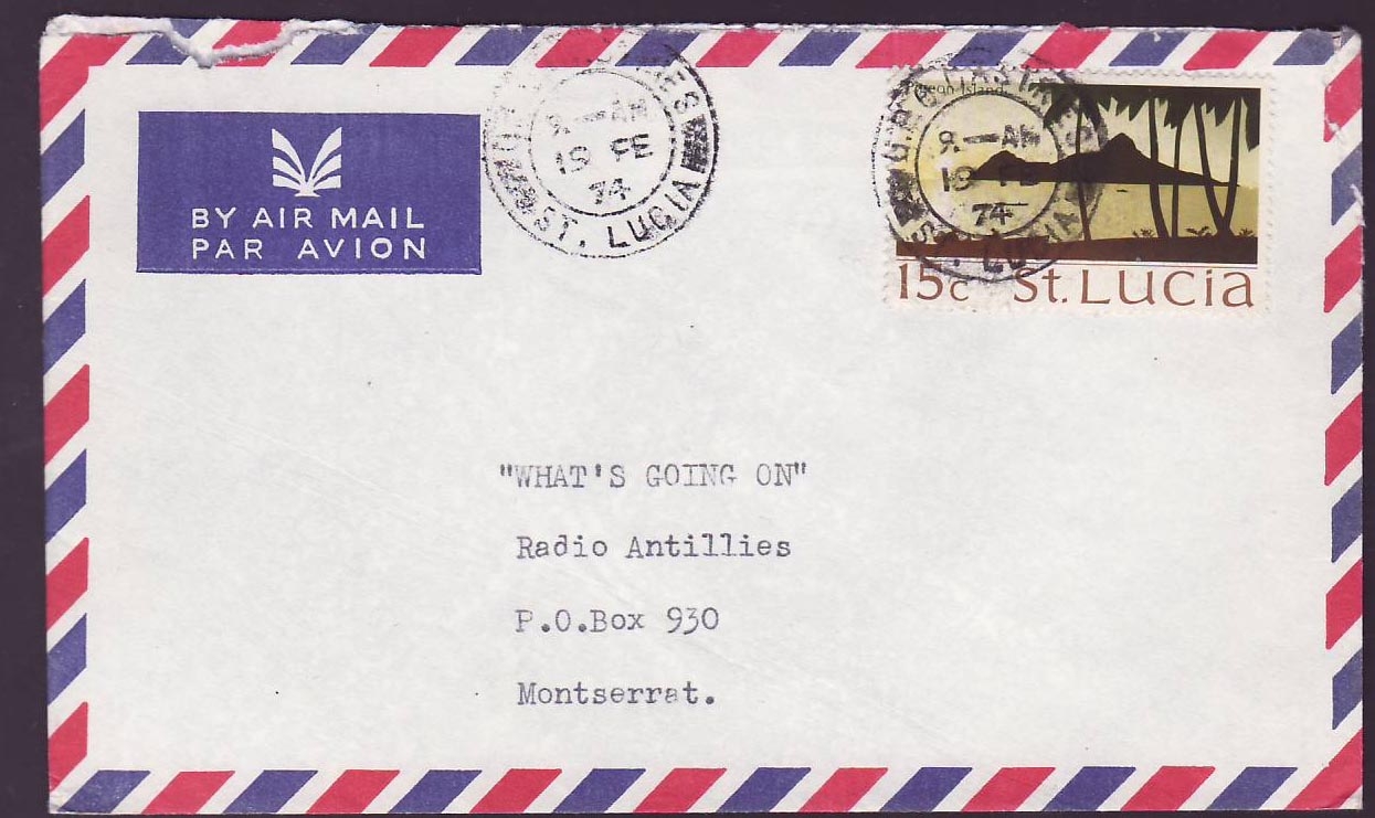 St Lucia Lucie Cover with GPO Castries cds to Montserrat 1974