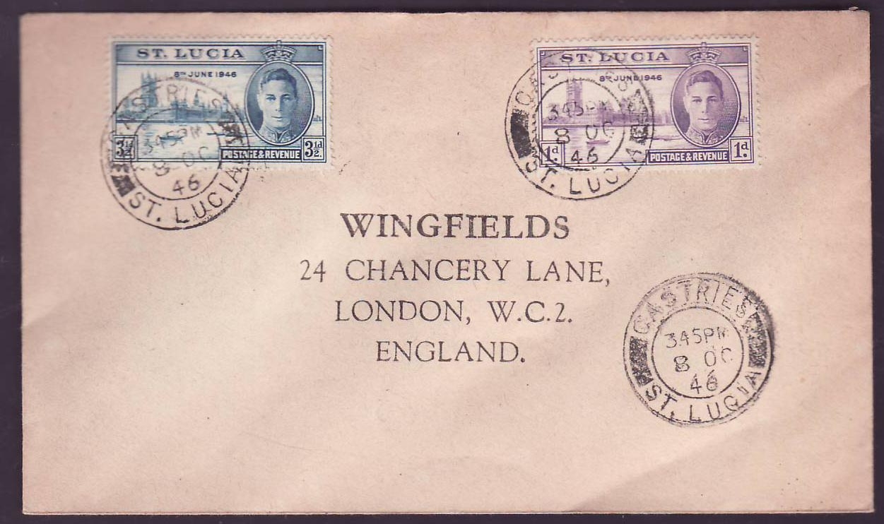 St Lucia Lucie Cover 1946 to London  England