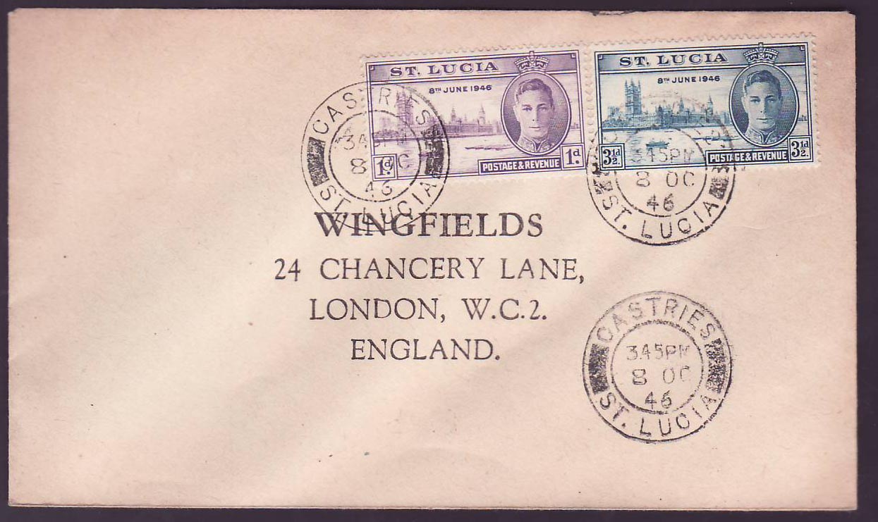 St Lucia Lucie Cover 1946 to London  England