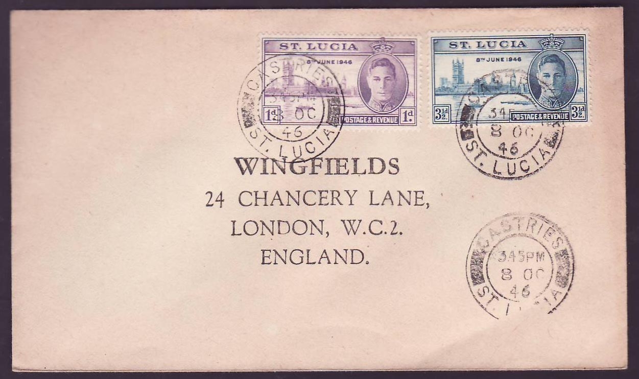 St Lucia Lucie Cover 1946 to London  England