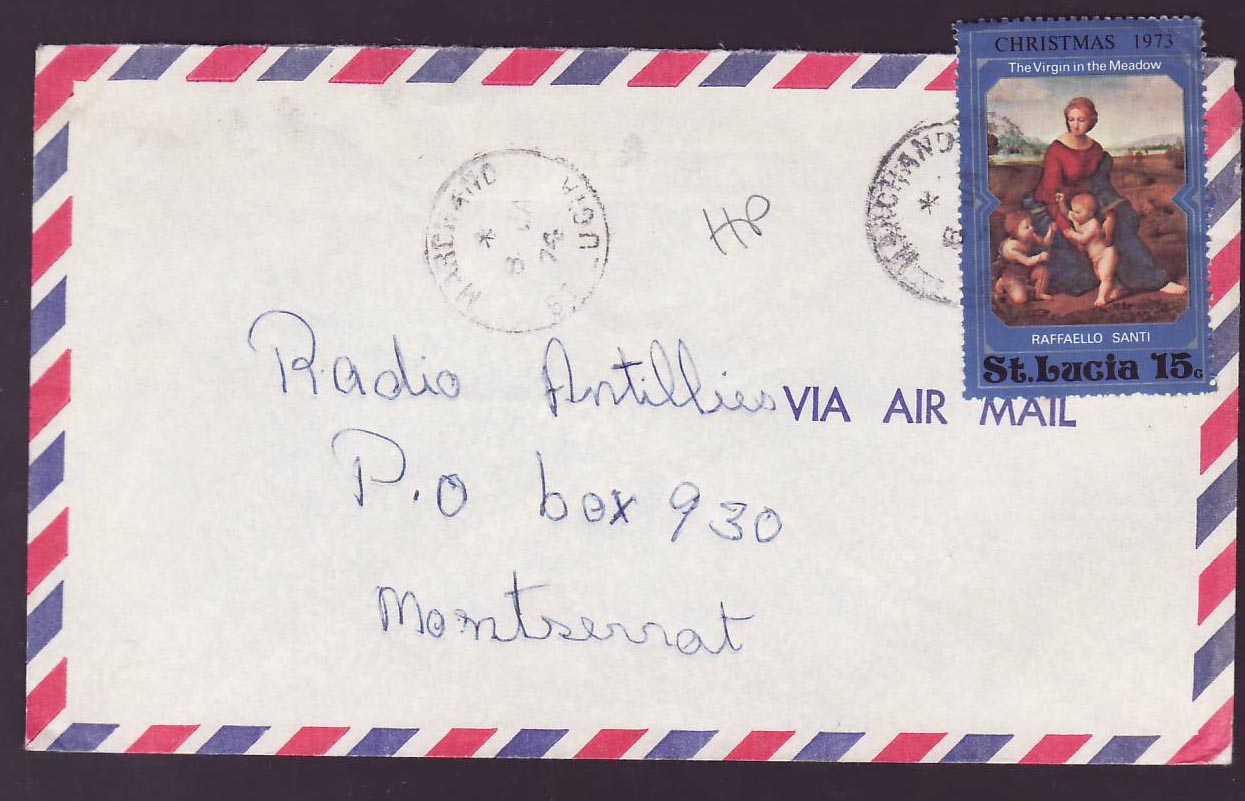 St Lucia Lucie Cover with Marchand cds 1974 to Montserrat