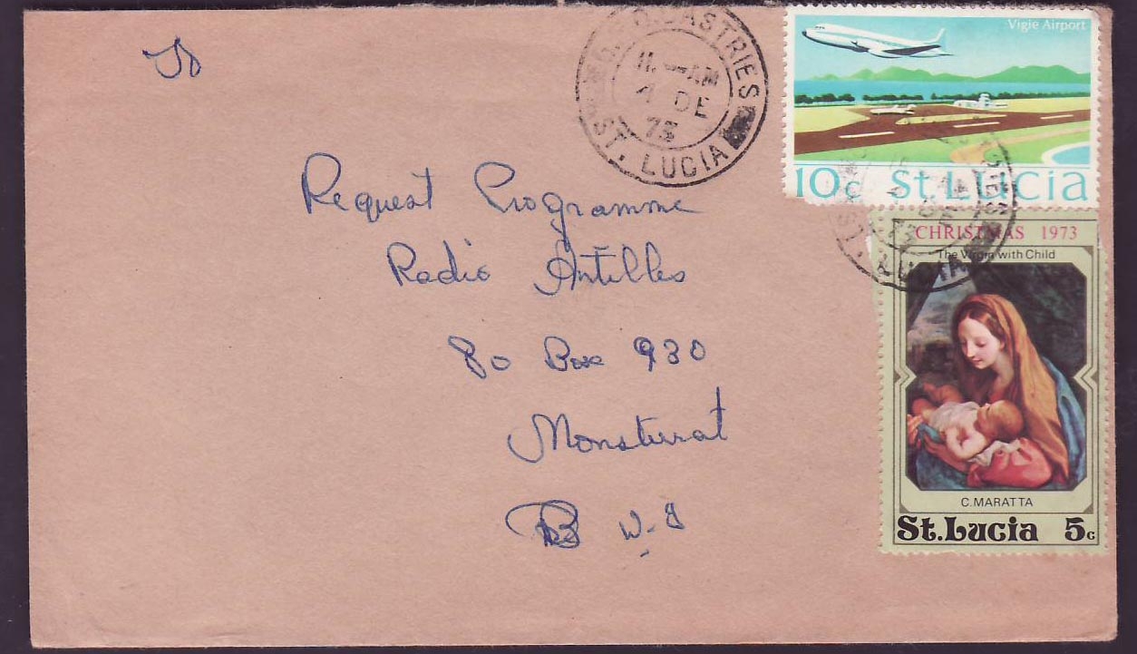 St Lucia Lucie Cover with GPO Castries 1975 cds to Montserrat