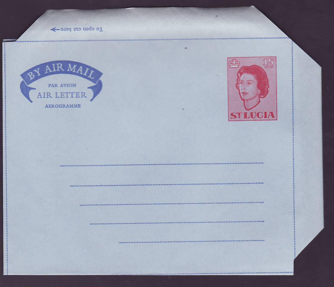 St Lucia Lucie QEII 15cts Aerogram Mint