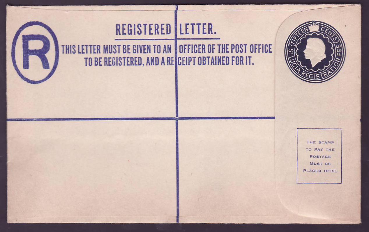 St Lucia Lucie REgistered Letter Mint