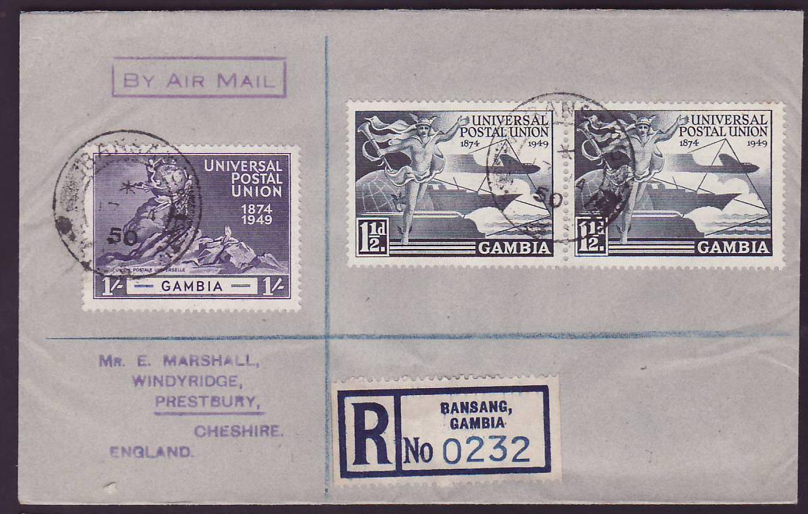 Gambia Gambie BANSANG (small office) on cover with UPU issues to Prestbury  England  JA 50 cds