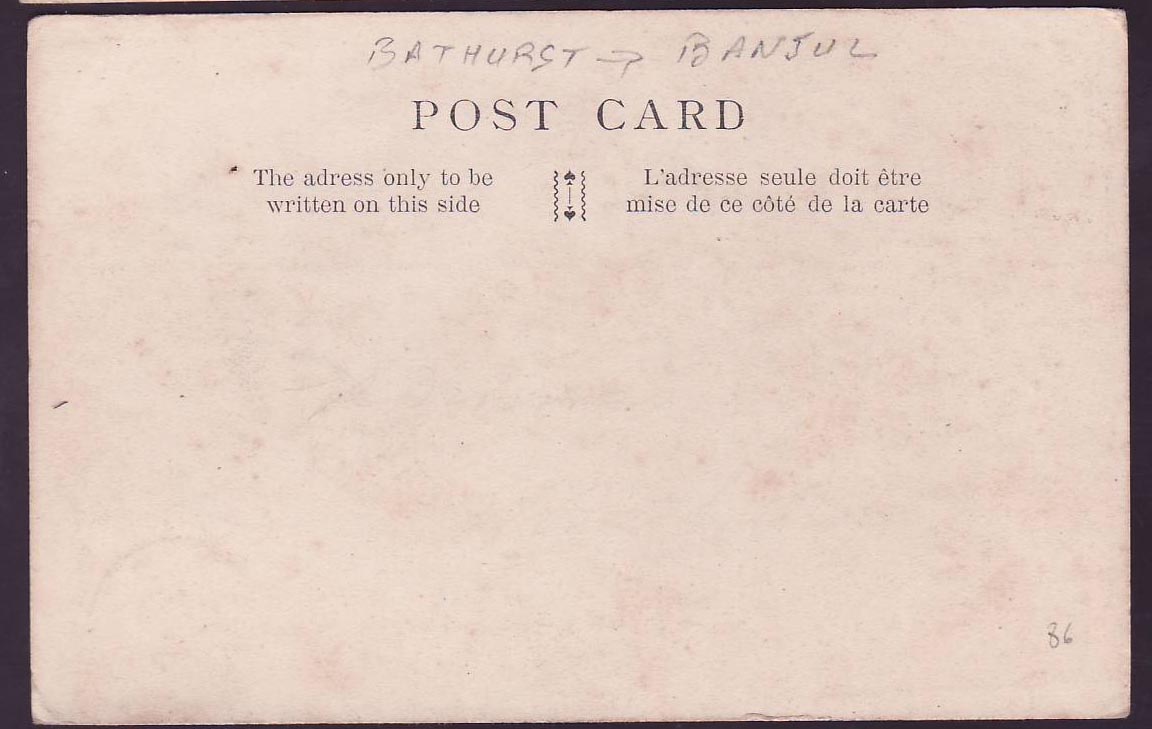 Gambia Gambie 1d EVII postcard River Side Bathurst — Rückseite
