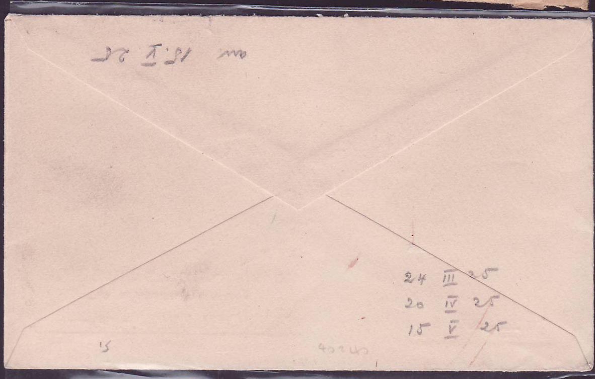 Haute Volta Lettre avec valeurs surchargées cad Ouadadougou 1925 pour Corcelles p Payerne  Suisse Rare — Back