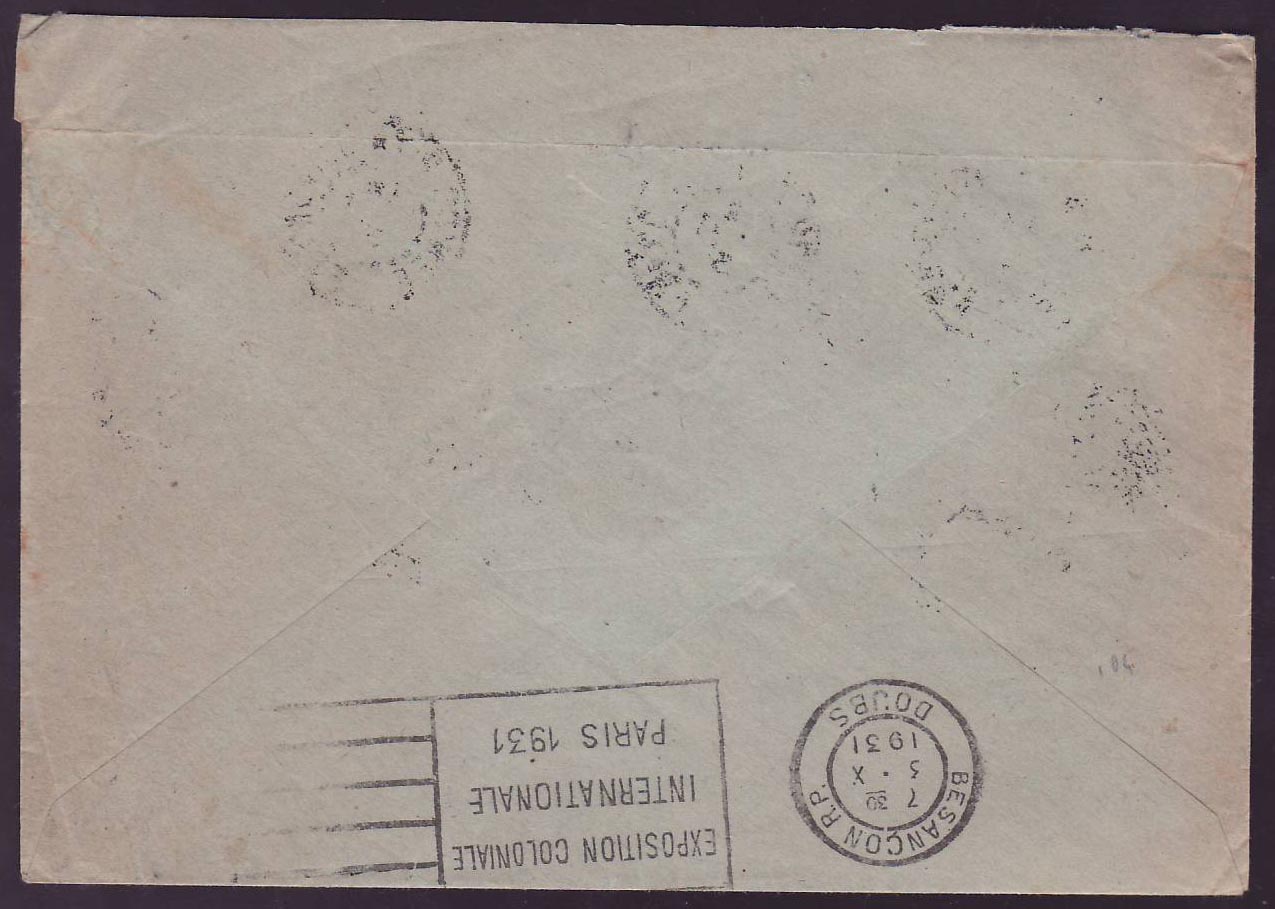 Guinee Lettre avec 50c Gue de Kitim seul sur lettre bon cachet Kita 1931 pour Besancon  France — Rückseite