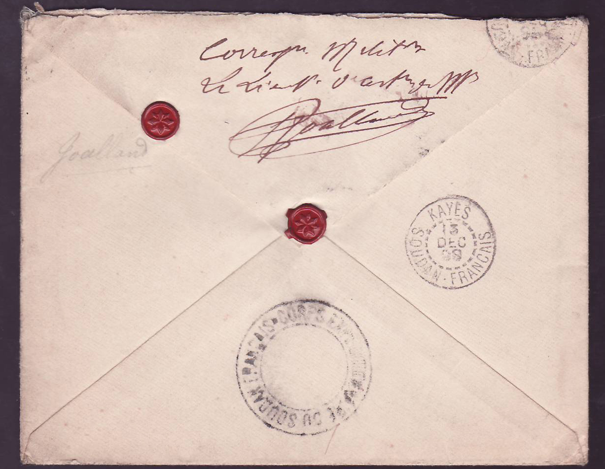 Soudan Lettre Franchise Militaire Bon cachet Ouagadougou 20 NOV 99 pour Ville l'Eveque  Paris  France Kayes — Verso
