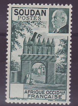Soudan Porte de Djennee Petain 1F vert SANS Valeur n°129 ** Neuf sans Charniere Rare