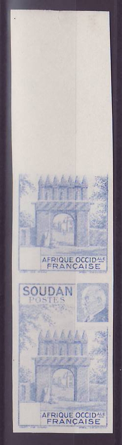 Soudan Porte de Djenne Petain Paire Non dentelé sans valeur + impression partielle TTB