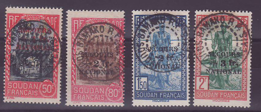 Soudan Secours National 125 a 128 Obliteres Bamako TTB