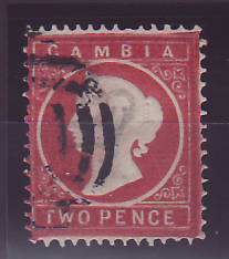 Gambia Gambie Victoria Cameo 2p Panelli FORGERY cancelled