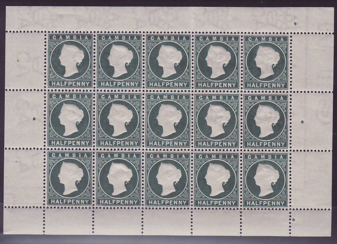 Gambia Gambie Cameo 1/2d Sheetlet of 15 ** u/m mint Postal Fresh