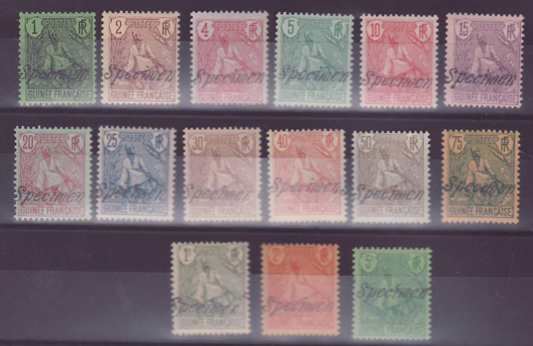 Guinee Serie Berger Pulas 18-32 Surch SPECIMEN ** Sans Charniere Rarissime