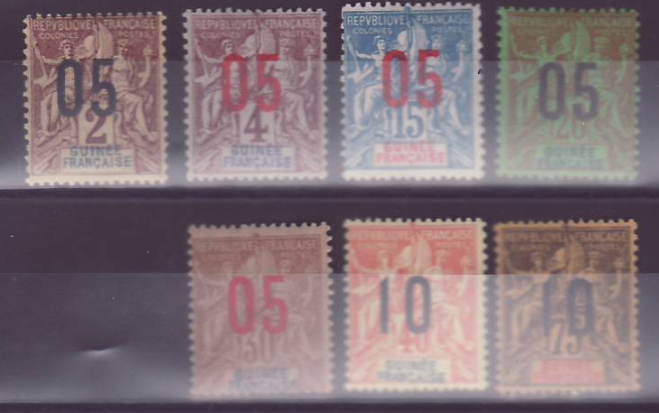 Guinee Serie Type Groupe 50 a 54 surchargee ** Sans charniere TTB