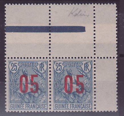 Guinee Berger Pulas 25c n° 59a Chiffres espacés ** Sans charniere interpanneaul (tir 506)