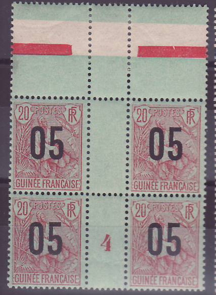 Guinee Berger Pulas 20c N°58 Bloc de 4 Millesime 4 ** Sans Charniere