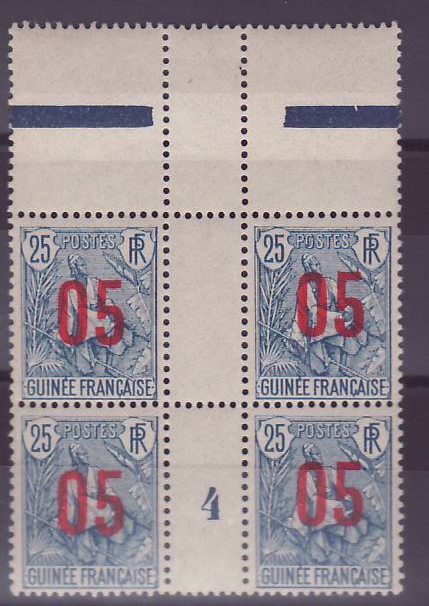 Guinee Berger Pulas 25c N°59 Bloc de 4 Millesime 4 ** Sans Charniere