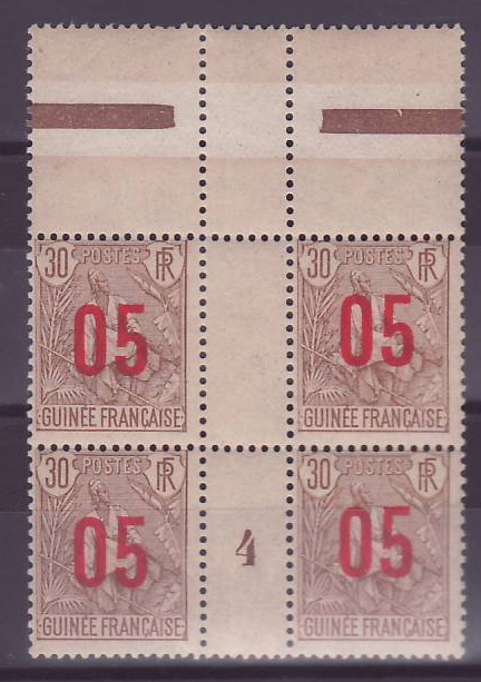 Guinee Berger Pulas 50c N°62 Bloc de 4 Millesime 4 ** Sans Charniere