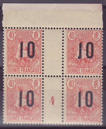 Guinee Berger Pulas 40c N°61 Bloc de 4 Millesime 4 ** Sans Charniere