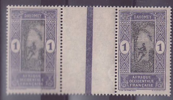 Dahomey n°42 1c Recolte des Noix de coco ** Paire interpanneau