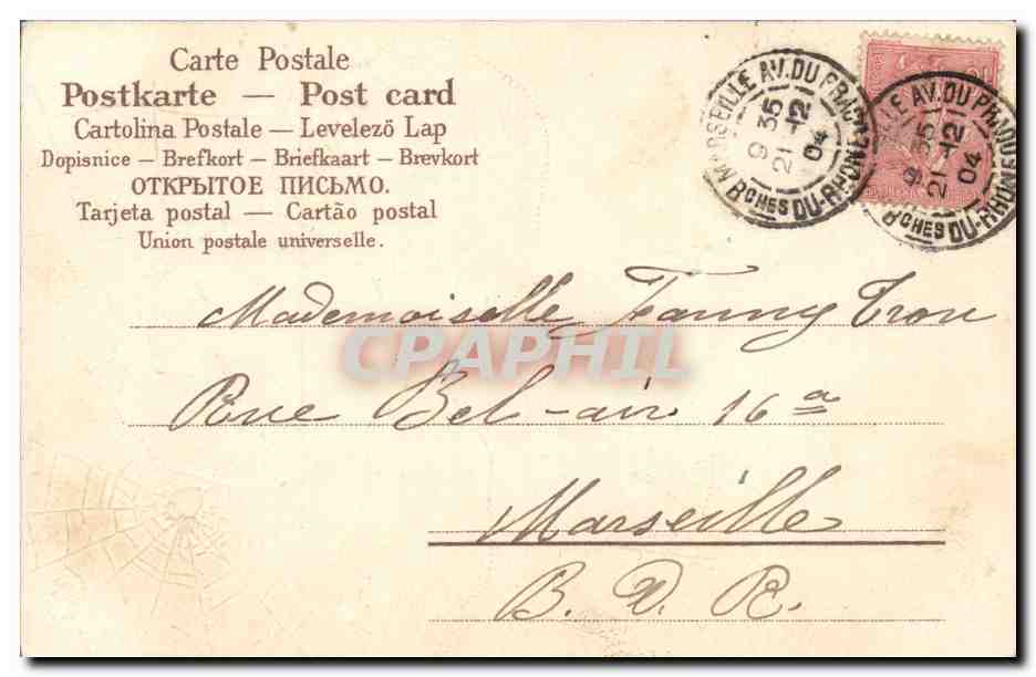 CPA Fantaisie Fleurs Trefle Toile d'araignee  — Verso