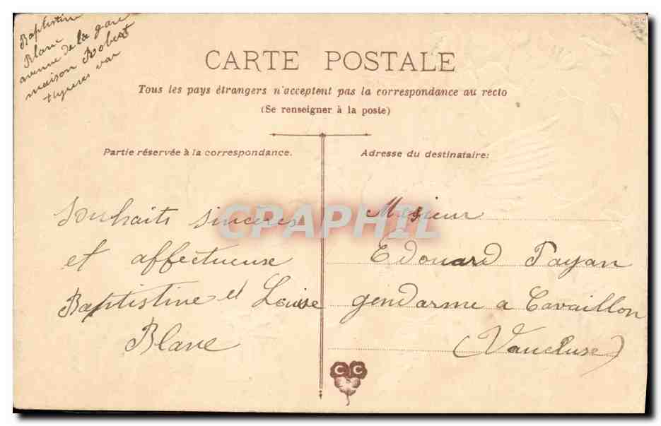 CPA Fantaisie Fleurs Oiseau  — Verso