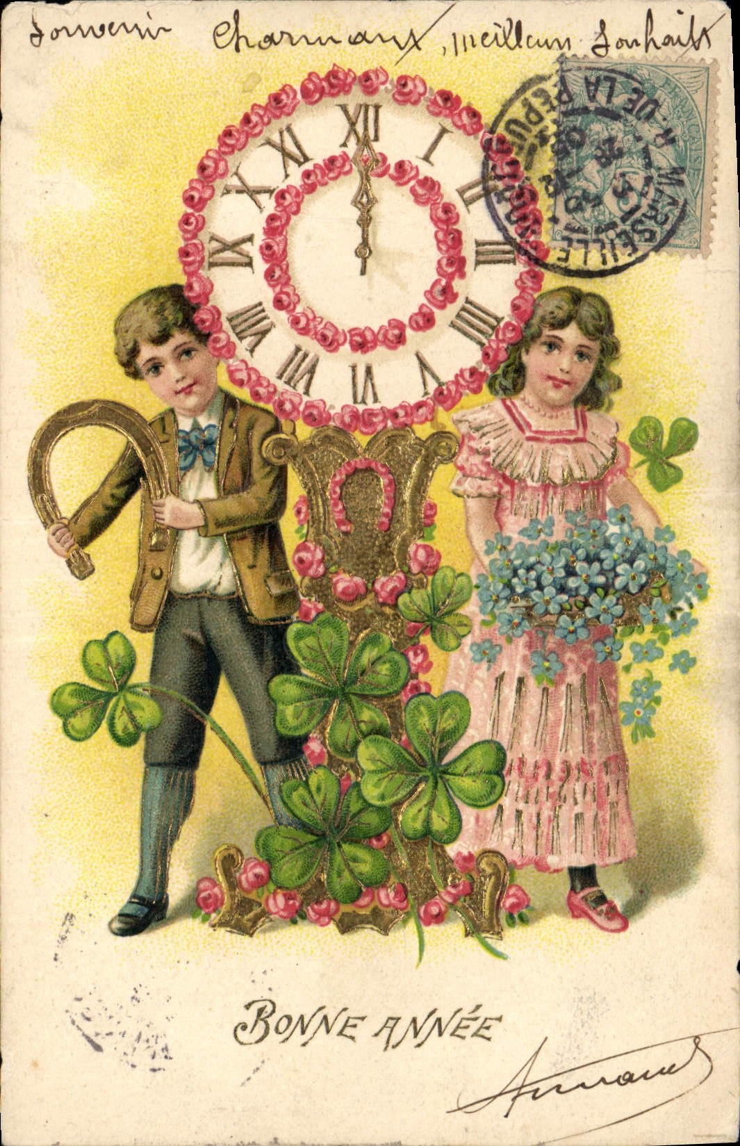 CPA Fantaisie Fleurs Enfants 