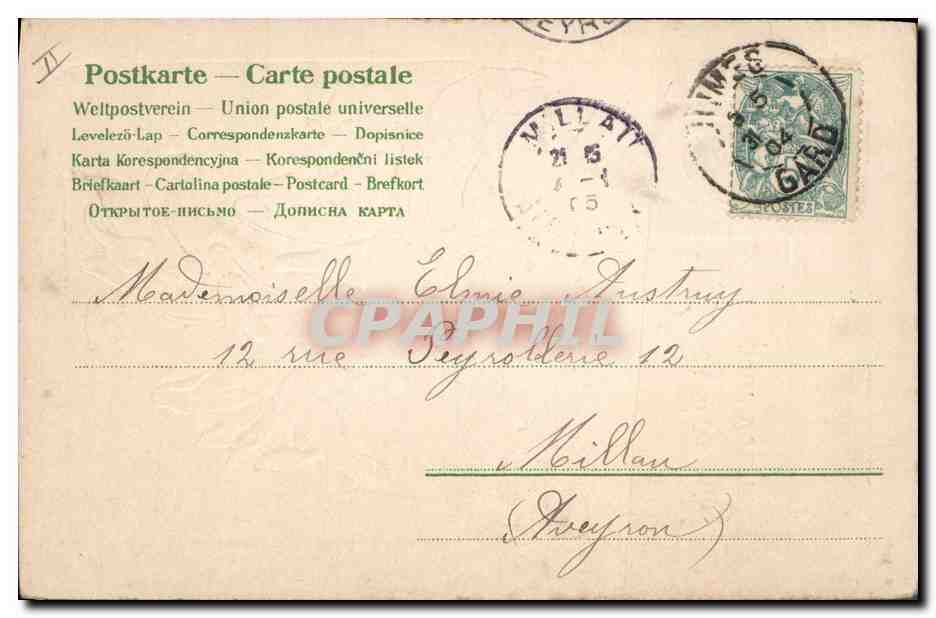 CPA Fantaisie Fleurs Fer a cheval  — Rückseite