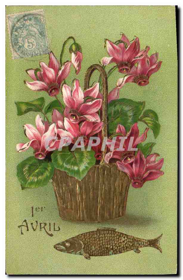CPA Fantaisie Fleurs Poisson 1er Avril 