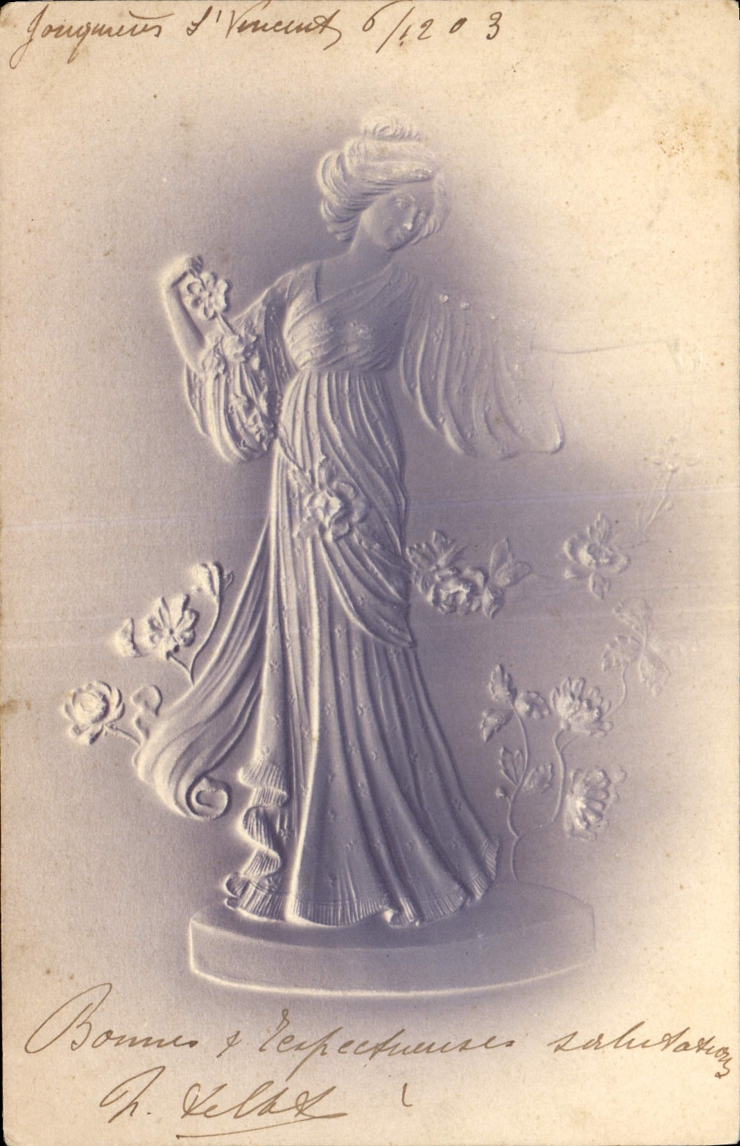 Statue de femme avec bouquet — S. Venceslas — éditeur R. Veldt