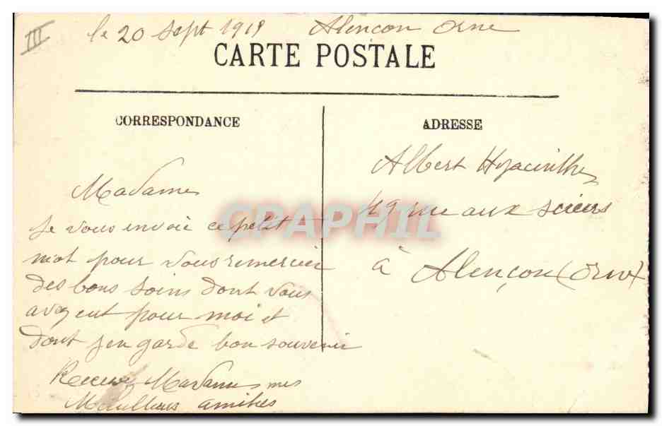 CPA Dentelle Dentelliere Mouchoir Chateau et palais de justice Alencon  — Verso