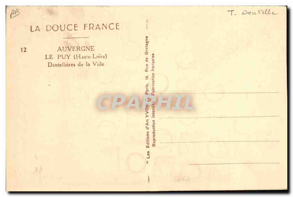 CPA Dentelle Dentelliere Le Puy Dentellieres de la ville  — Verso