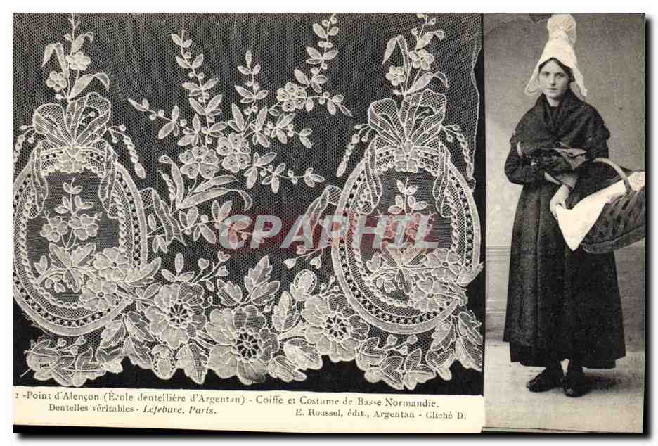 CPA Dentelle Dentelliere Point d'Alencon Ecole dentelliere d'Argentan Normandie 