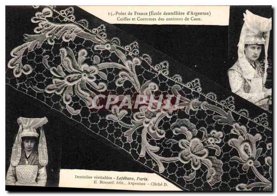 CPA Dentelle Dentelliere Point de France Ecole d'Argentan Caen 
