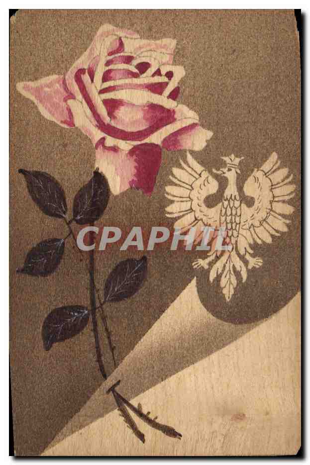 Rose et aigle polonais — carte postale de Pologne — éditeur PoczTówka