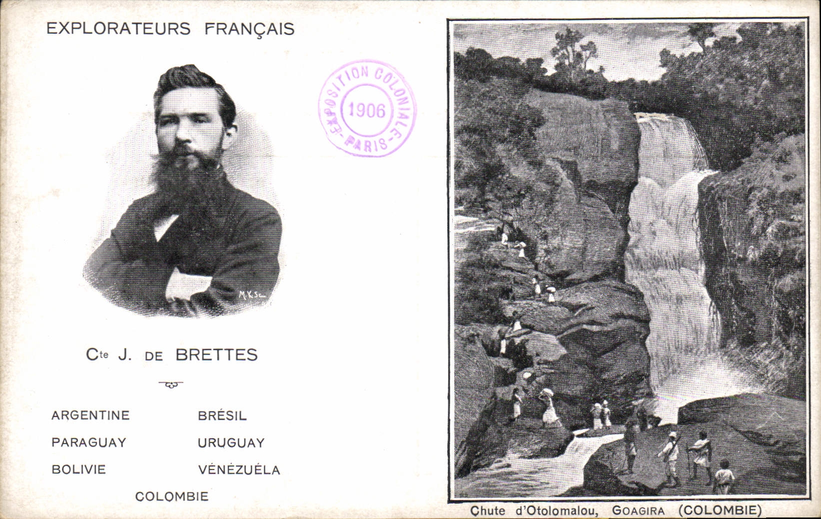 Explorateurs Français — Cte J. de Brettes — Chute d'Otolomalou, Goagira (Colombie)