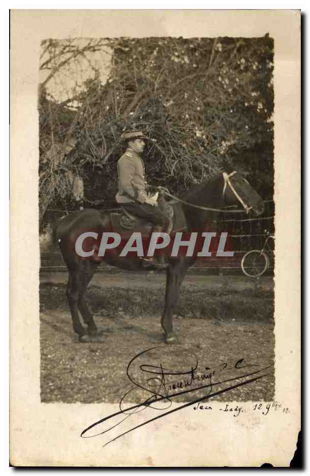 CARTE PHOTO Cheval Equitation Hippisme Militaria 